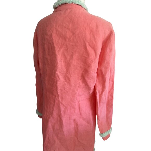 SAIL TO SABLE Coral Mint Green STS Linen Shift Dress Size Large - Picture 7 of 8